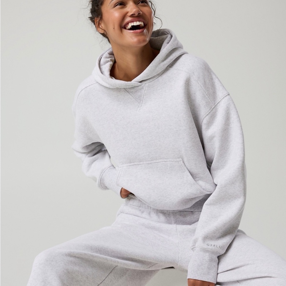 NWOT Offline by Aerie Cloud Fleece Classic Hoodie - gray - S - Picture 3 of 6